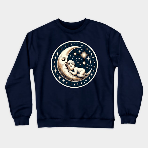 Baby sleeping on a moon Crewneck Sweatshirt by Art_Boys